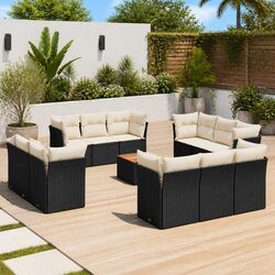 Black Rattan Garden Sofa Set 13 Piece Outdoor Furniture