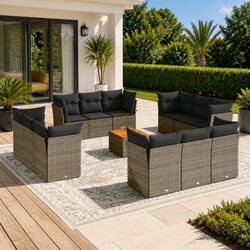 Stylish 13 Piece Grey Modular Garden Sofa Set