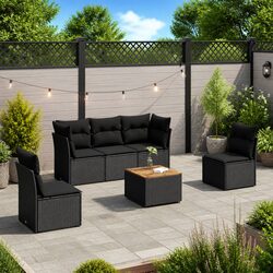 Black Modular Rattan Garden Sofa Set for Outdoor Living