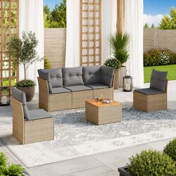 6-Piece Modular Patio Sofa Set in Beige