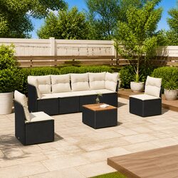7-Piece Patio Furniture Set with Cushions in Black
