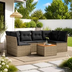 Exceptional 7 Piece Grey Outdoor Garden Sofa Set