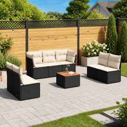 High-Quality 8 Piece Black Rattan Garden Sofa Set