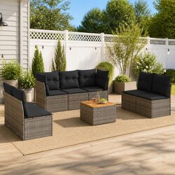High-Quality Garden Sofa Set 8 Piece Outdoor Furniture Grey