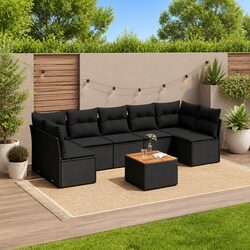 Premium 8-Piece Modular Black Rattan Garden Sofa Set
