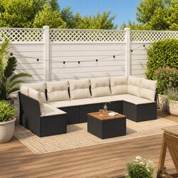 8-Piece Outdoor Modular Garden Sofa Set with Acacia Tabletop