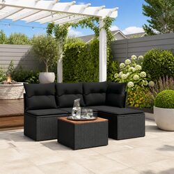 Sturdy 5 Piece Garden Sofa Set with Black Poly Rattan