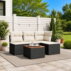 Durable 5 Piece Modular Black Garden Sofa Set