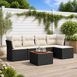 Premium 6-Piece Garden Sofa Set in Black Rattan