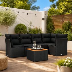Black Modular Outdoor Garden Sofa Set with Cushions