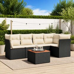 Black 6-Piece Modular Garden Sofa Set with Cushions