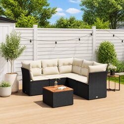 Stylish 6-Piece Outdoor Garden Sofa Set in Black Rattan