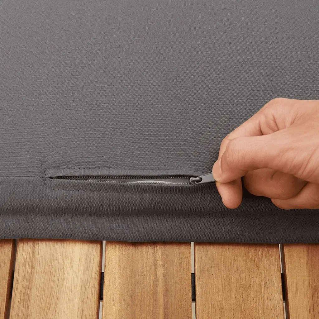 Garden Sofa Set PE Rattan 6 Piece Grey Outdoor Furniture with Acacia Wood Tabletop and Padded Cushions