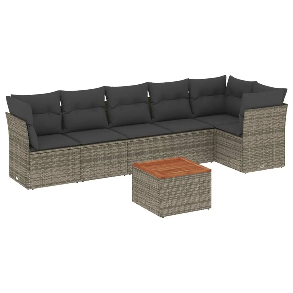 Modular 7 Piece Garden Sofa Set in Grey Poly Rattan