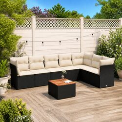 Durable 8-Piece Black Garden Sofa Set for Outdoor Living