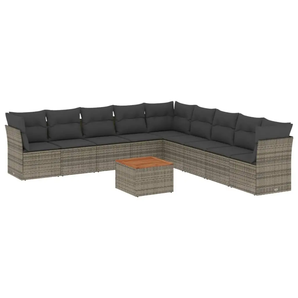 Modular Grey Poly Rattan Garden Sofa Set 10 Pieces