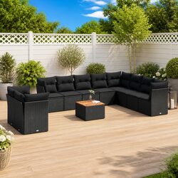11-Piece Modular Outdoor Garden Sofa Set with Cushions