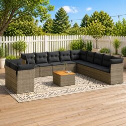 Premium 12 Piece Modular Garden Sofa Set in Grey