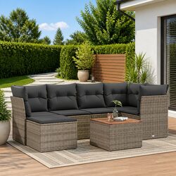 Premium 7 Piece Garden Sofa Set with Acacia Wood Table