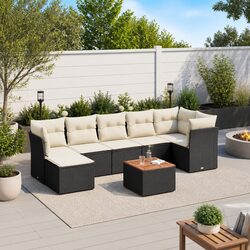 8 Piece Outdoor Rattan Garden Sofa Set with Cushions