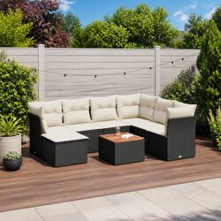 8-Piece Black Garden Sofa Set for Outdoor Spaces