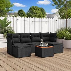 Premium 7-Piece Garden Sofa Set in Black Poly Rattan
