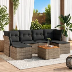 Sturdy 7 Piece Grey Garden Sofa Set with Cushions