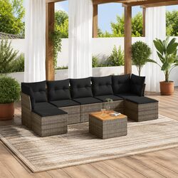 Modular 8 Piece Grey Garden Sofa Set for Outdoor Comfort