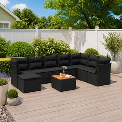 Premium 9 Piece Garden Sofa Set with Cushions