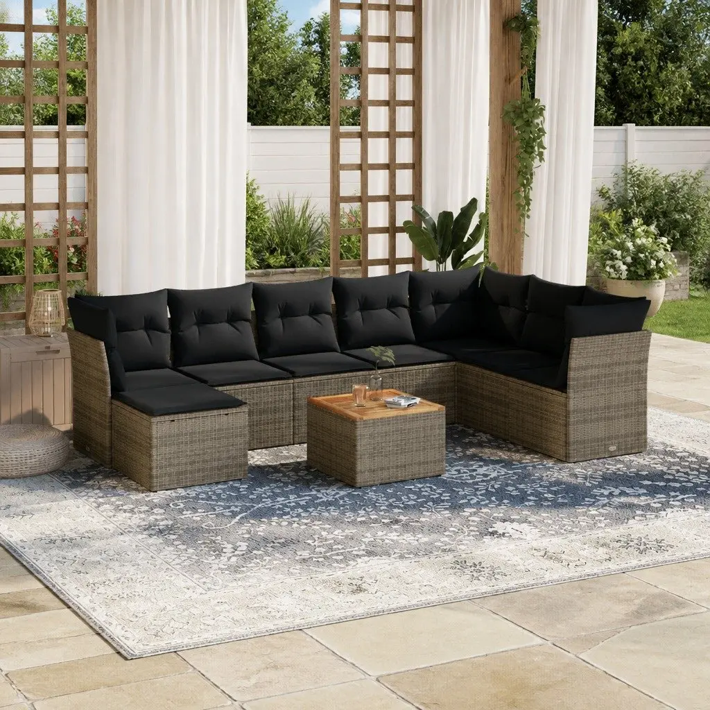 Modular Grey Rattan 9 Piece Garden Sofa Set