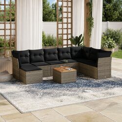 Modular Grey Rattan 9 Piece Garden Sofa Set