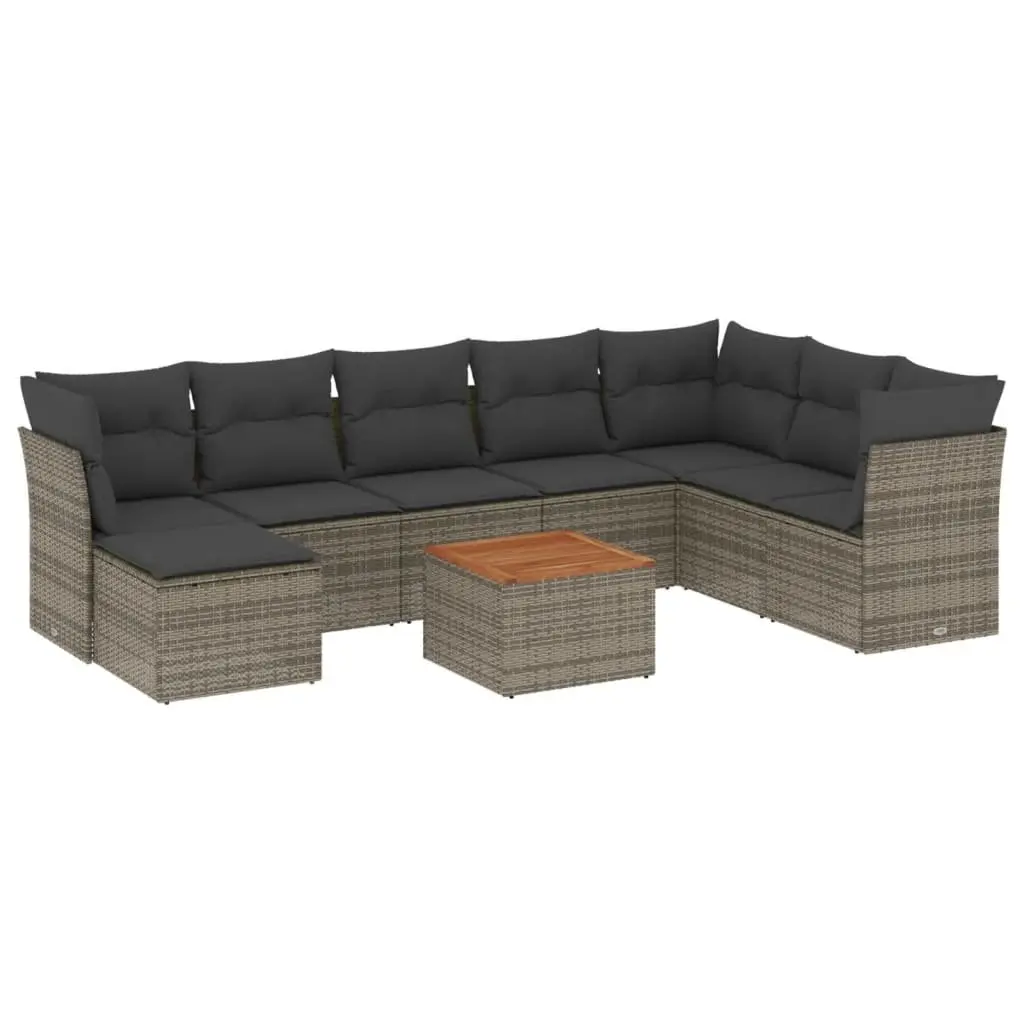 Modular Grey Rattan 9 Piece Garden Sofa Set
