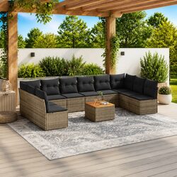 Grey Modular 11-Piece Garden Sofa Set for Outdoor Relaxation