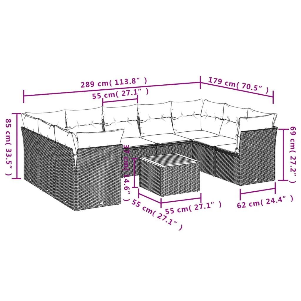 10 Piece Garden Sofa Set for Outdoor Comfort
