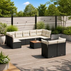 10 Piece Modular Outdoor Garden Sofa Set with Cushions