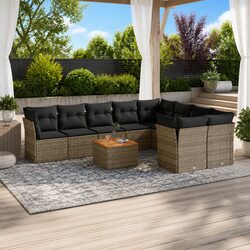 10-Piece Garden Sofa Set with Cushions in Grey