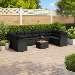 Premium Black Garden Sofa Set 11 Piece Outdoor Furniture