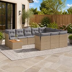 Sturdy 11-Piece Garden Sofa Set with Beige Cushions