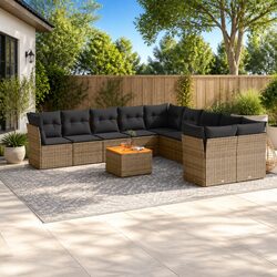 Premium 11-Piece Grey Outdoor Sofa Set with Cushions