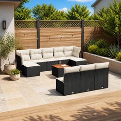 Modular 11-Piece Outdoor Garden Sofa Set with Cushions