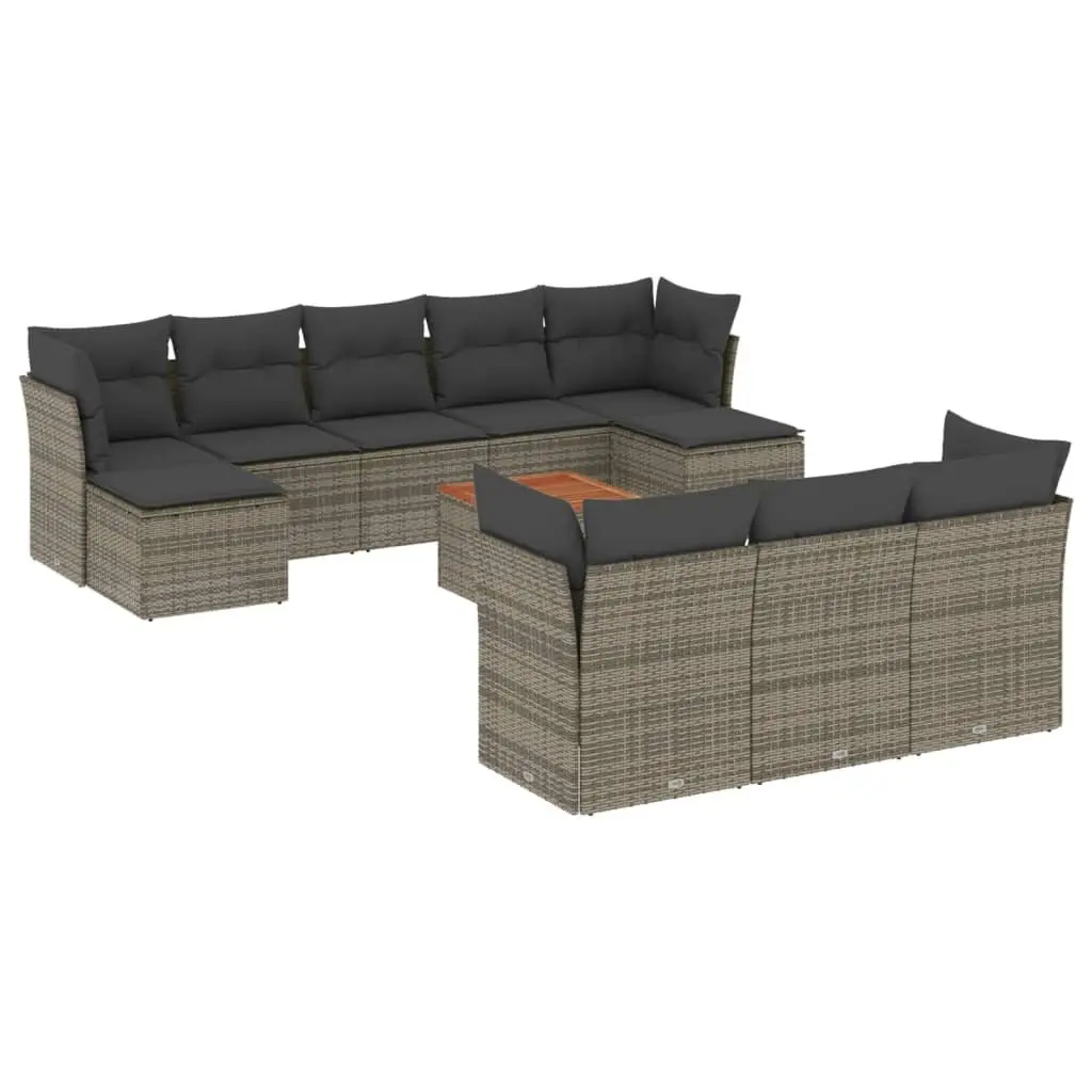 11 Piece Garden Sofa Set in Grey Poly Rattan