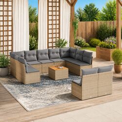 Premium 12 Piece Garden Sofa Set with Beige Cushions