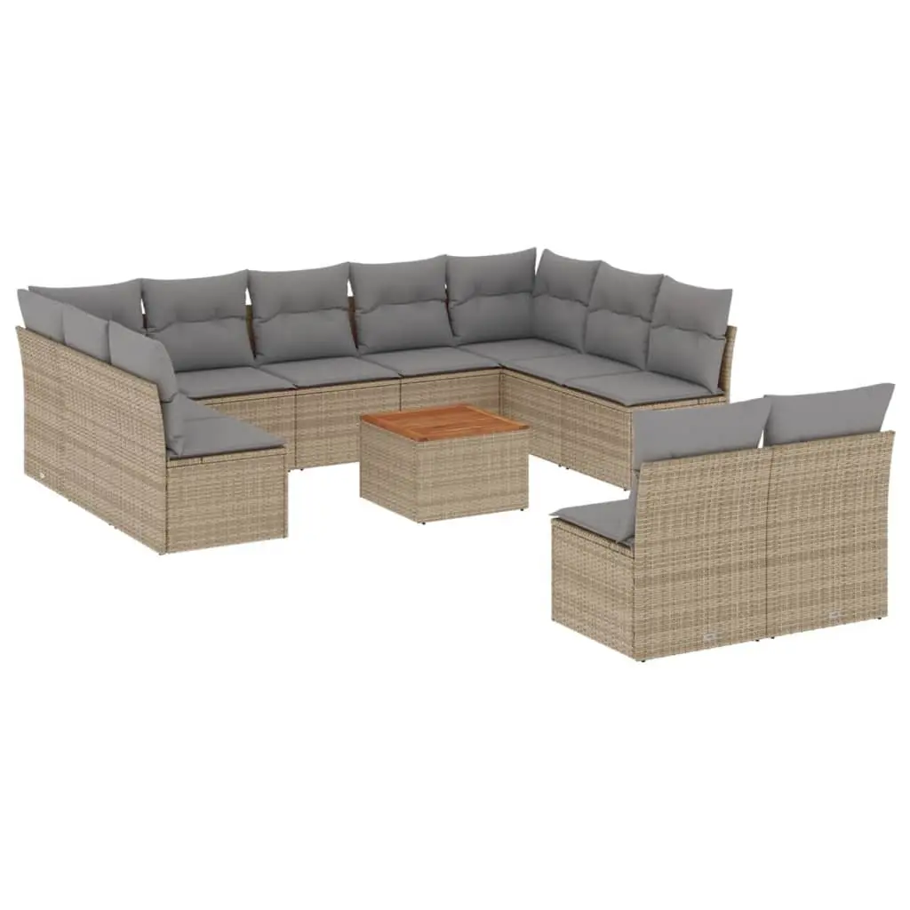 12 Piece Garden Sofa Set with Beige Cushions