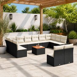 Premium 13-Piece Black Modular Garden Sofa Set with Cushions