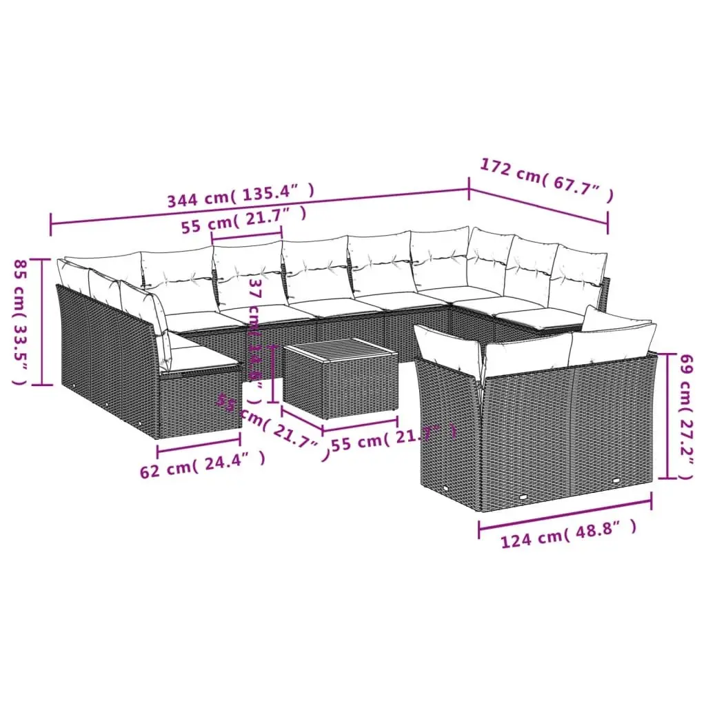 13 Piece Garden Sofa Set for Outdoor Relaxation