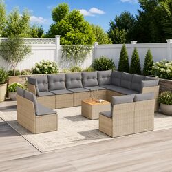 Premium 13-Piece Outdoor Garden Sofa Set in Beige