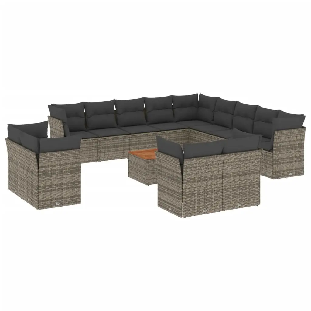 Garden Sofa Set PE Rattan 14 Piece Modular Outdoor Furniture Grey