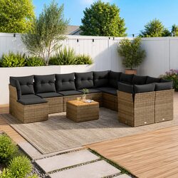 Premium 12-Piece Grey Garden Sofa Set with Cushions