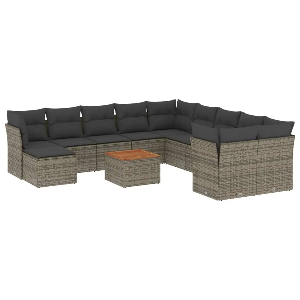 12-Piece Grey Garden Sofa Set with Cushions