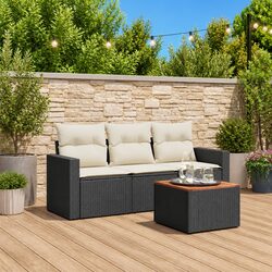 4-Piece Outdoor Patio Garden Sofa Set in Black Rattan
